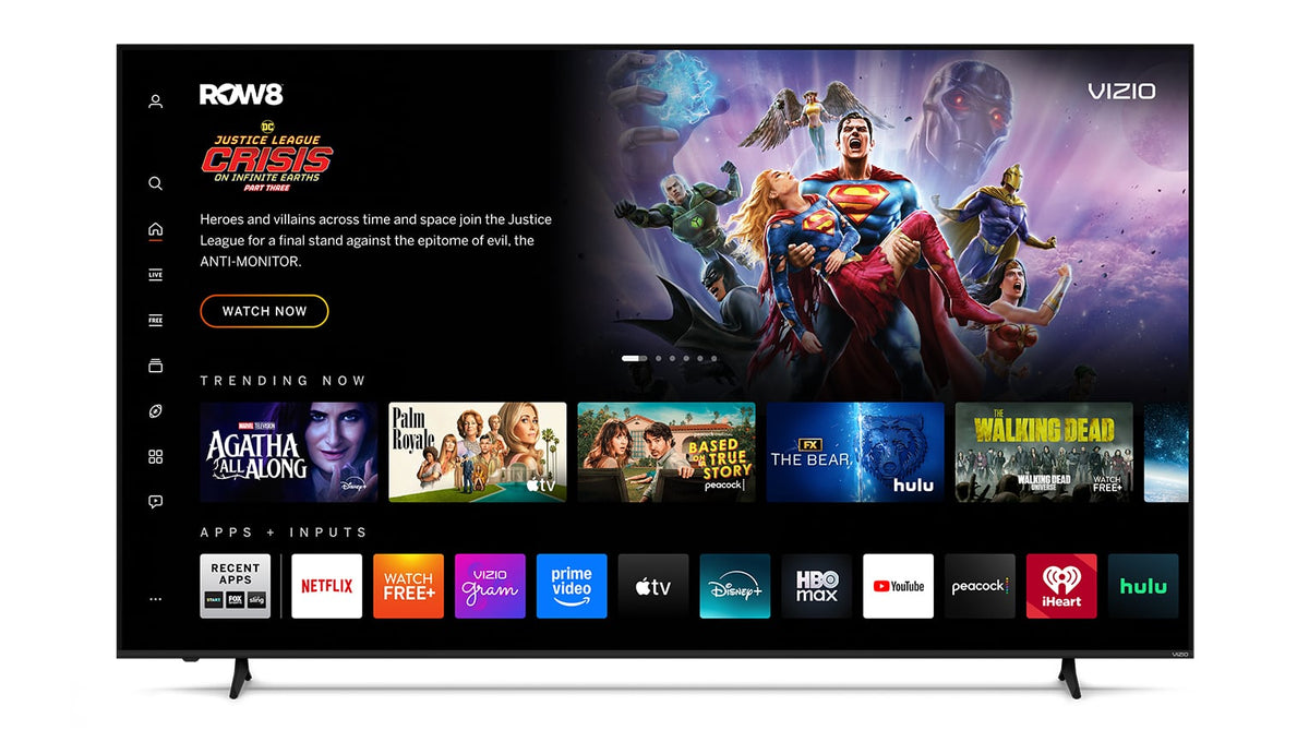 VIZIO 100 inch Quantum 4K Smart TV showing VIZIO OS home screen