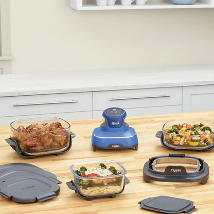 Ninja Crispi 5-in-1 Portable Glass Air Fry Cooking System, 3 Containers & Cover