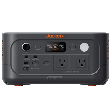 Jackery Explorer 600 v2 - panel frontal con puertos y pantalla